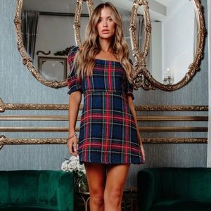 Vici BEST WISHES PLAID TWEED MINI DRESS
